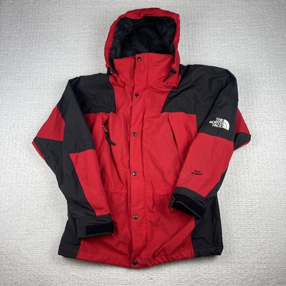 VTG The North Face Gore Activent Hooded Jacket Men M Retro Fire Red & Black Read - Picture 1 of 16